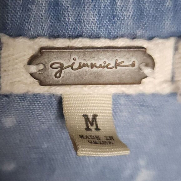 Gimmiks Boho Distressed Mixed Material Oversized Button Down Medium - Picture 7 of 9